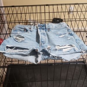 Levi's Light Blue Distressed Jean Shorts